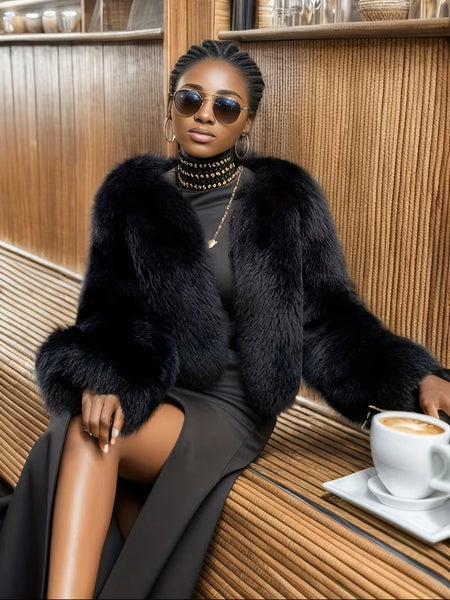 Kate Faux Fur Jacket Black