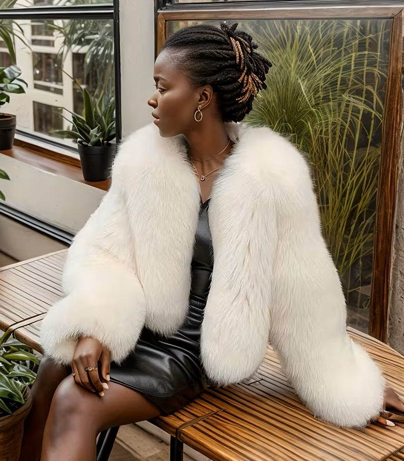 Kate Faux Fur Jacket White