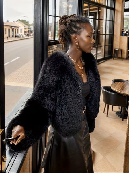 Kate Faux Fur Jacket Black