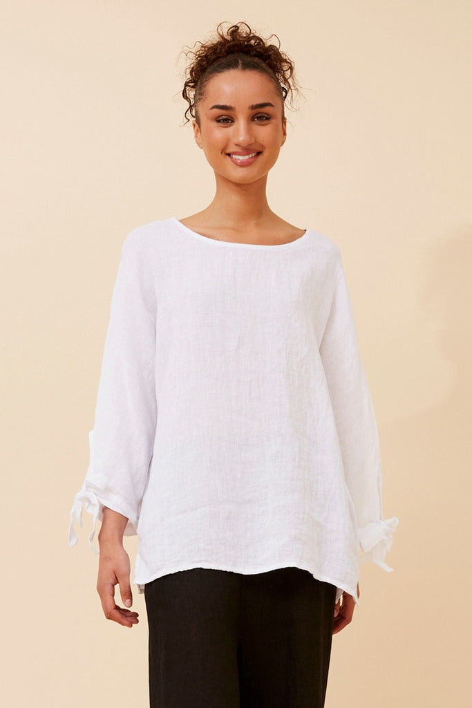 Ciara Linen Top White