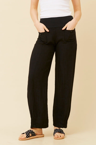 Pocket Detail Linen Pant