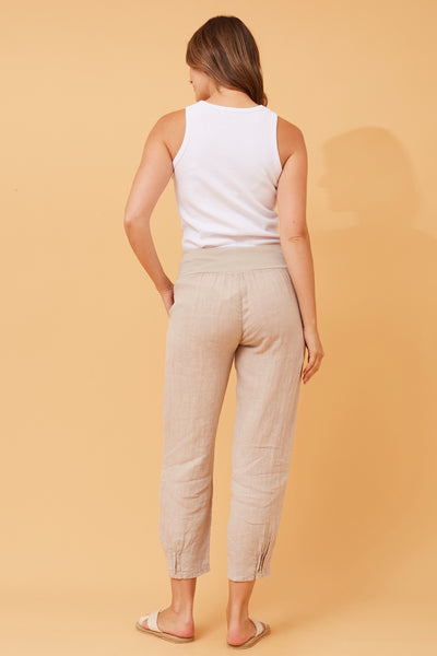 Linen Pull On Pant Sand