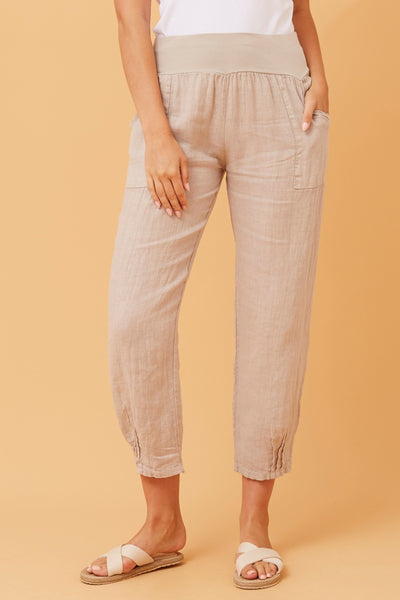 Linen Pull On Pant Sand