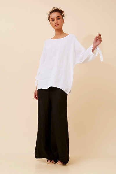 Ciara Linen Top White