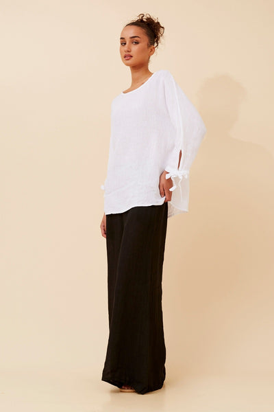 Ciara Linen Top White