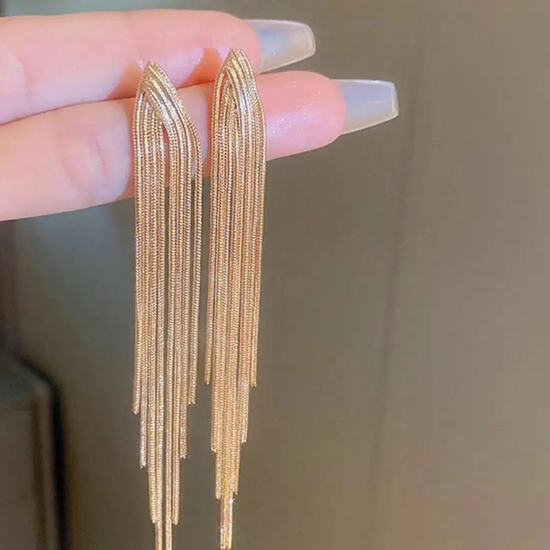 Long Drop Earrings Gold