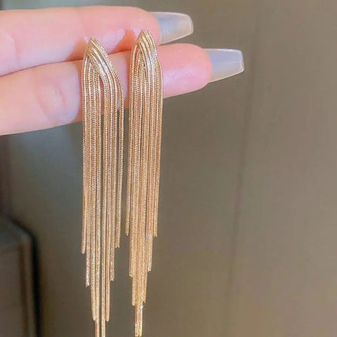 Long Drop Earrings Gold
