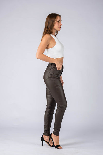 Leather Look Jeans Chocolate