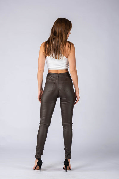 Leather Look Jeans Chocolate