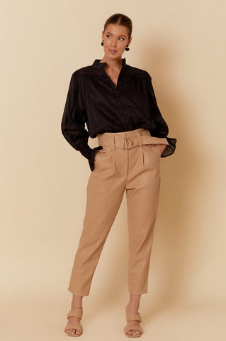 Leather Look Pants Camel