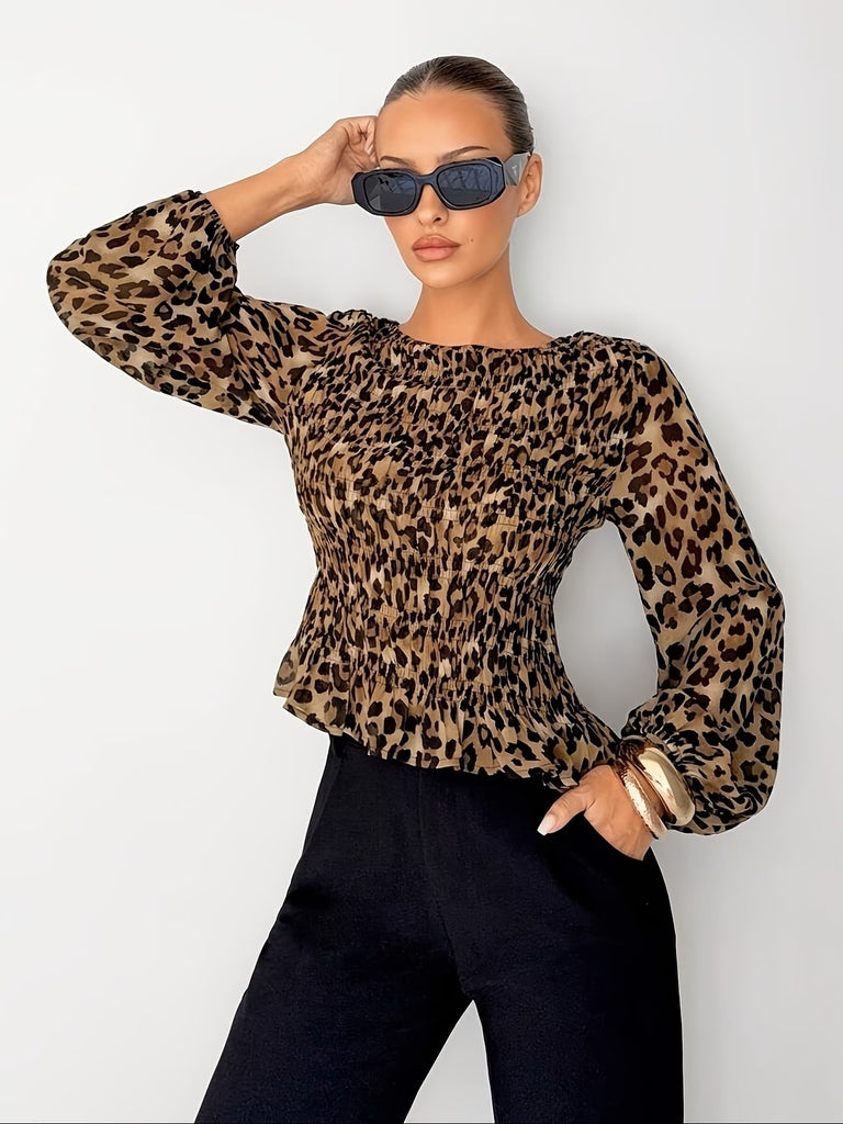 Nina Rouched Top Leopard