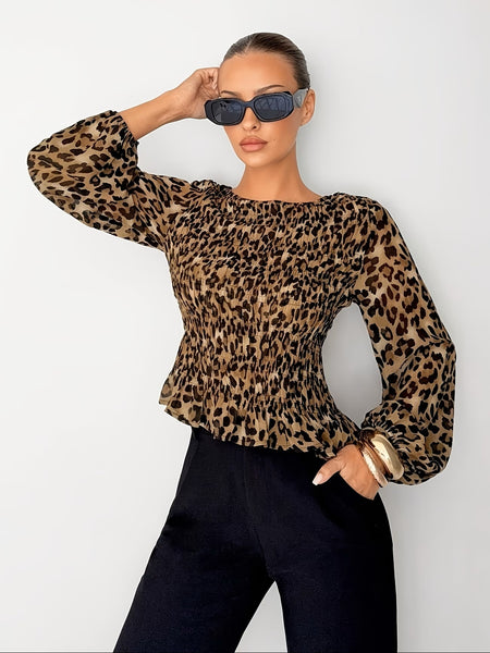 Nina Rouched Top Leopard