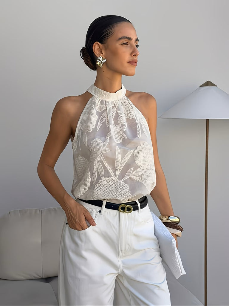 Lisbon Embossed Top Ivory