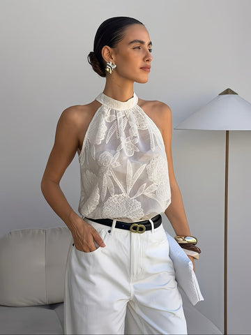 Lisbon Embossed Top Ivory