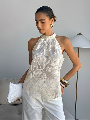 Lisbon Embossed Top Ivory