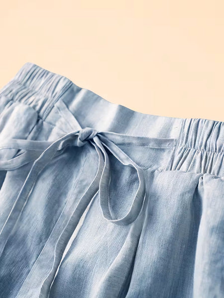 Linen Blend Short Blue