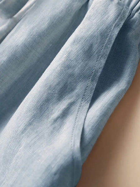 Linen Blend Short Blue