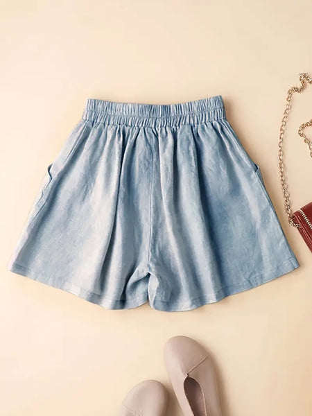 Linen Blend Short Blue