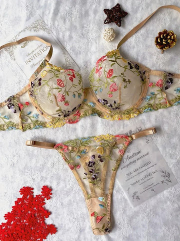 Lingerie Set Floral Gold - Cavorte 