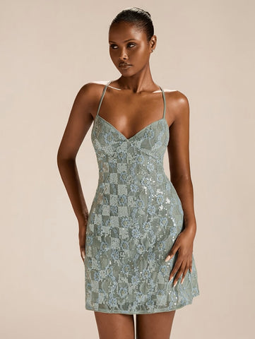 Louisa Tie Back Mini Dress Sage