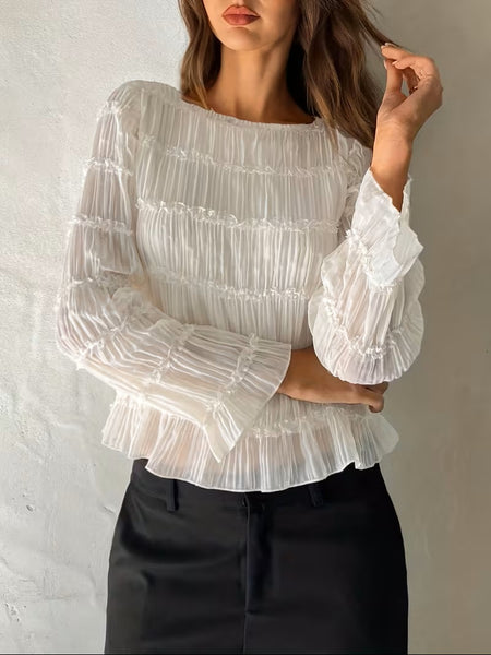 Nina Rouched Top Winter White