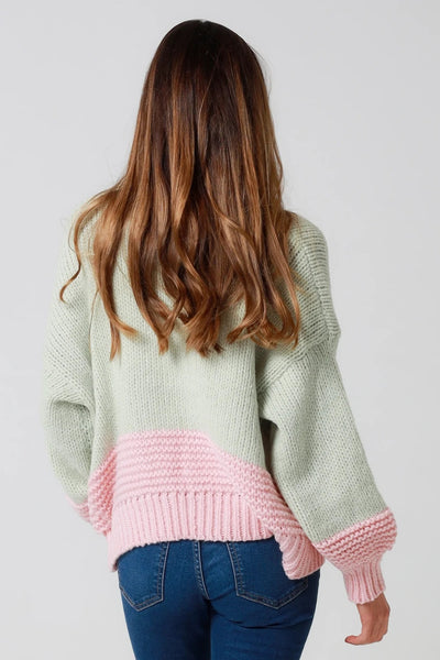 Mauve Knit Cardigan Mint-Pink
