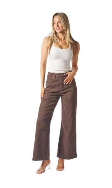 Misha Wide Leg Jean Chocolate