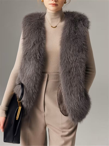 Margo Faux Fur Vest Smokey Grey