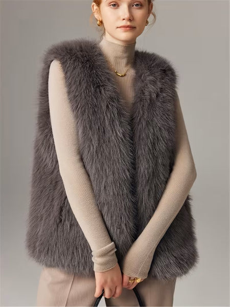 Margo Faux Fur Vest Smokey Grey