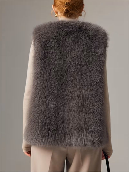 Margo Faux Fur Vest Smokey Grey