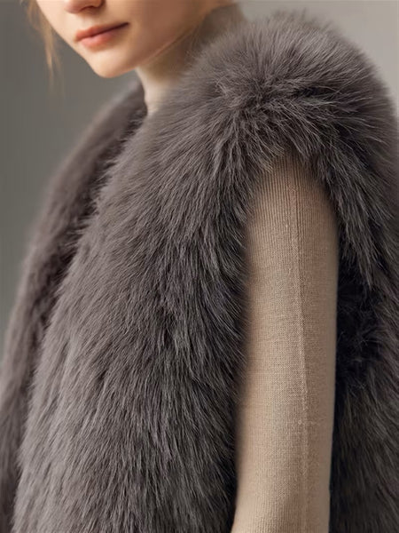 Margo Faux Fur Vest Smokey Grey
