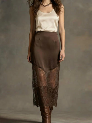 Martina Satin Skirt Chocolate