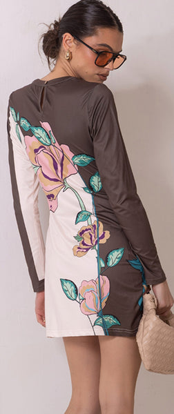 Mia Mini Dress Chocolate  Peony