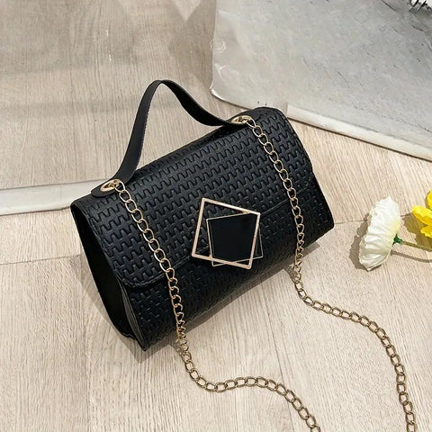 Mini Faux Weave Bag Black