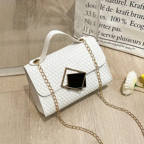Mini Faux Weave Bag White - Cavorte 