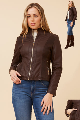 Nikita Faux Leather Jacket Chocolate