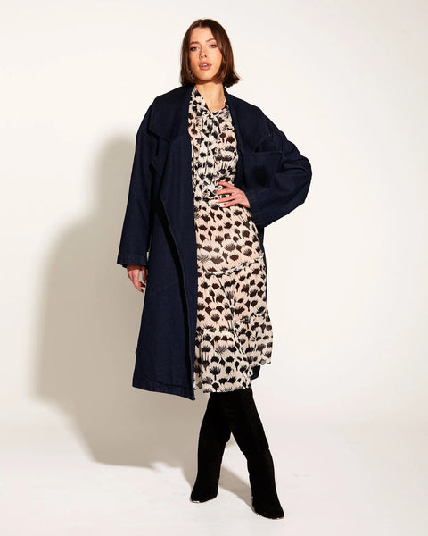 Denim Oversize Wrap Coat