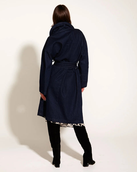 Denim Oversize Wrap Coat