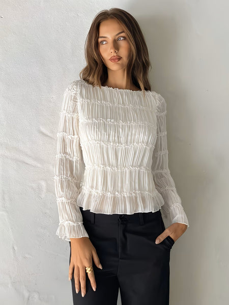 Nina Rouched Top Winter White