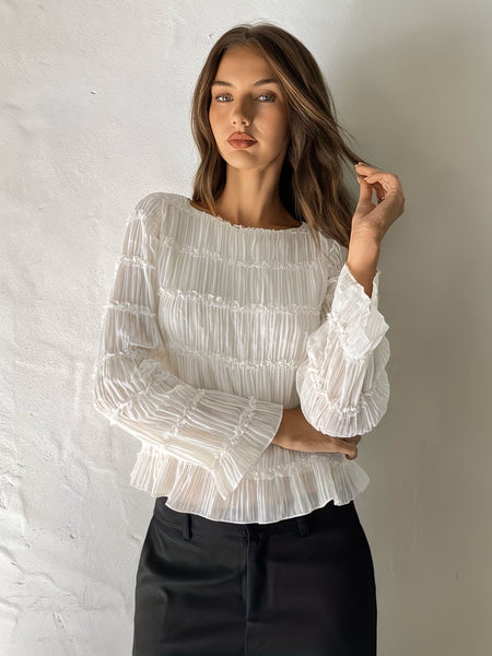 Nina Rouched Top Winter White