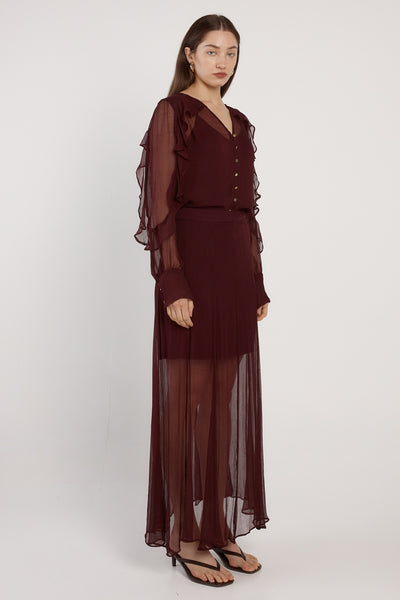 Odette Ruffle Blouse Plum
