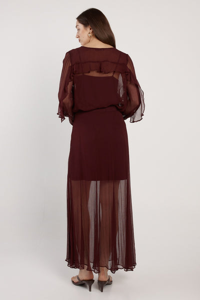 Odette Ruffle Blouse Plum