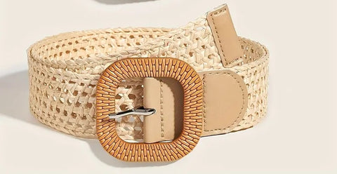 Open Weave Belt Cream