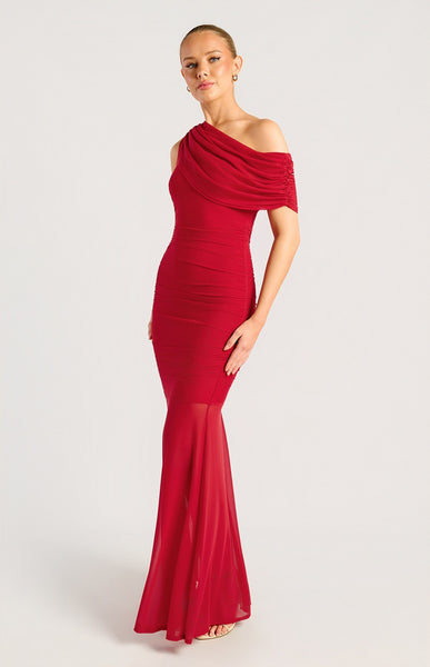 Viena Mesh Formal Dress Red