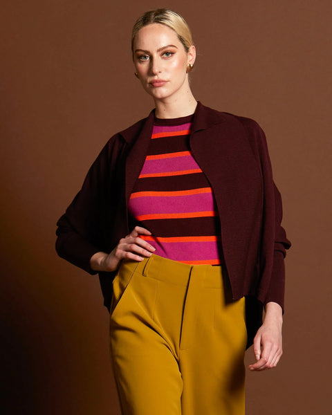 Open Knit Cardi Plum