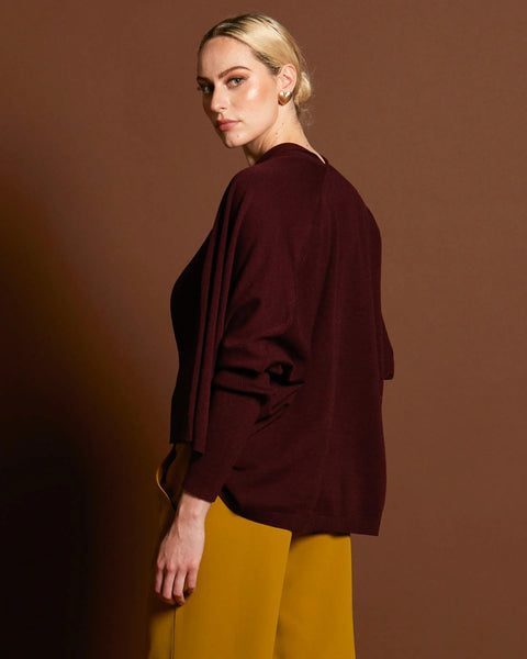 Open Knit Cardi Plum