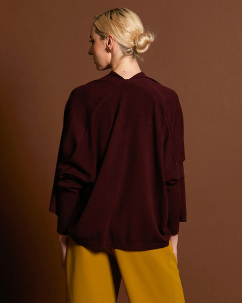 Open Knit Cardi Plum