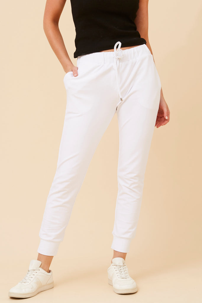 French Terry Jogger White