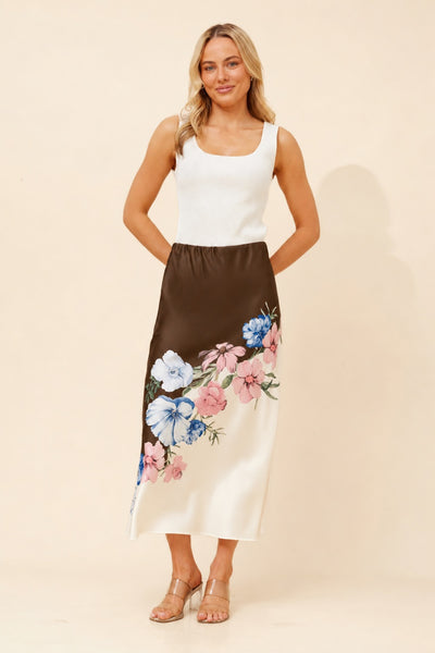 Paulina Bias Cut Print Skirt