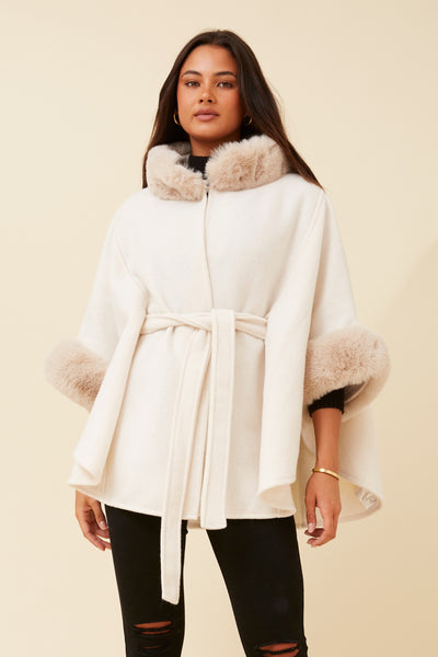 Ursula Faux Fur Trim Poncho